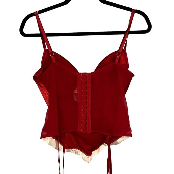 Secret Treasures Womens Sexy Red White Christmas Corset Lingerie Size Large - Picture 3 of 6